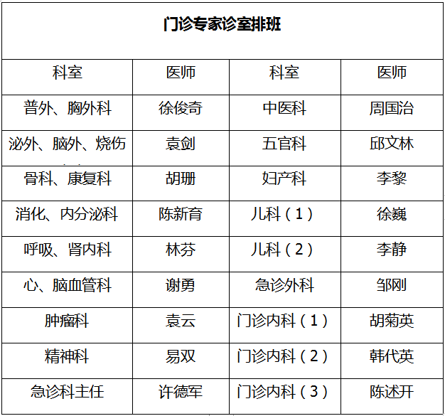 【通告】2021年清明节期间门诊排班表